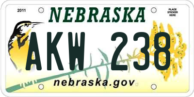 NE license plate AKW238