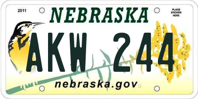 NE license plate AKW244