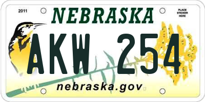 NE license plate AKW254