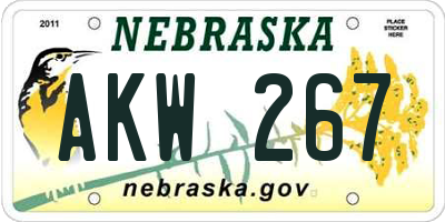 NE license plate AKW267