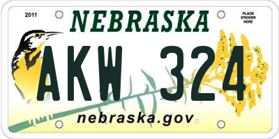 NE license plate AKW324