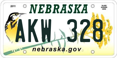 NE license plate AKW328