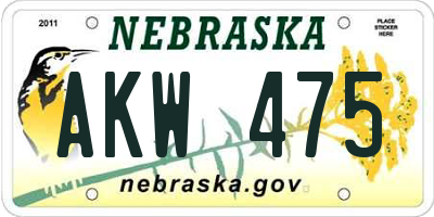 NE license plate AKW475