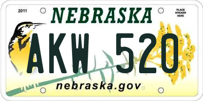 NE license plate AKW520