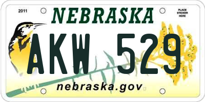 NE license plate AKW529