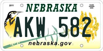 NE license plate AKW582