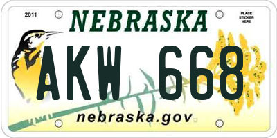NE license plate AKW668
