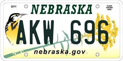 NE license plate AKW696