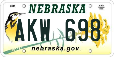 NE license plate AKW698