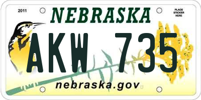NE license plate AKW735