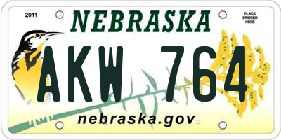 NE license plate AKW764