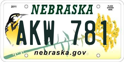 NE license plate AKW781
