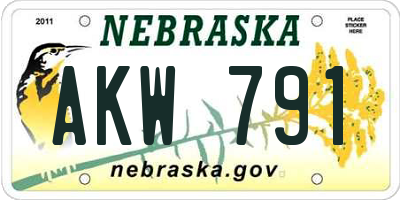 NE license plate AKW791