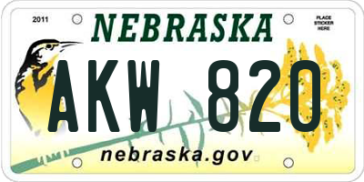 NE license plate AKW820
