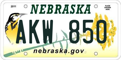 NE license plate AKW850
