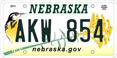 NE license plate AKW854