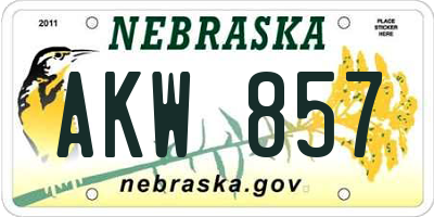 NE license plate AKW857