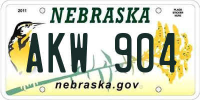NE license plate AKW904