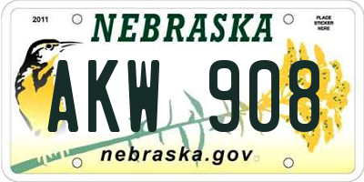 NE license plate AKW908