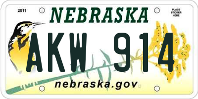 NE license plate AKW914
