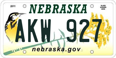 NE license plate AKW927