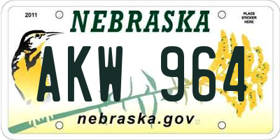 NE license plate AKW964