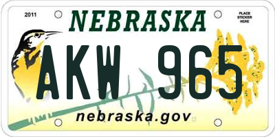 NE license plate AKW965