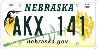 NE license plate AKX141