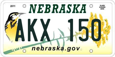 NE license plate AKX150
