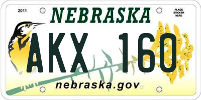 NE license plate AKX160