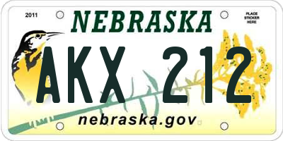 NE license plate AKX212