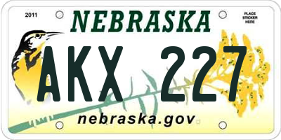 NE license plate AKX227