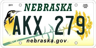 NE license plate AKX279