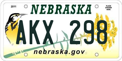 NE license plate AKX298