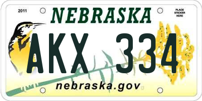 NE license plate AKX334