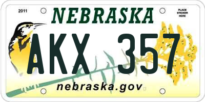 NE license plate AKX357