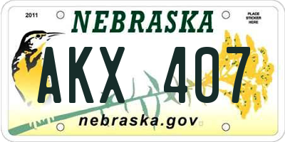 NE license plate AKX407