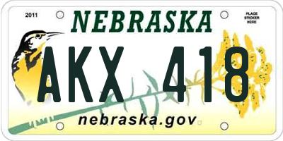 NE license plate AKX418