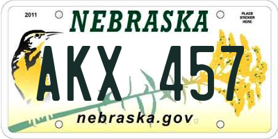 NE license plate AKX457