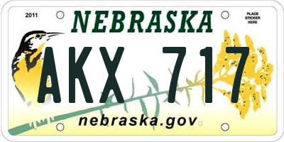 NE license plate AKX717