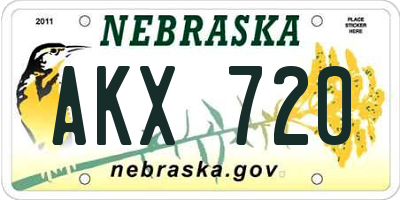 NE license plate AKX720
