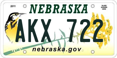 NE license plate AKX722