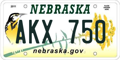 NE license plate AKX750