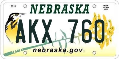 NE license plate AKX760