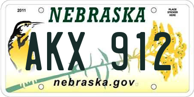 NE license plate AKX912