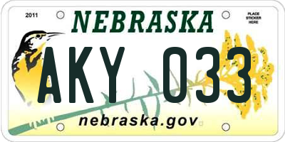 NE license plate AKY033