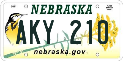 NE license plate AKY210