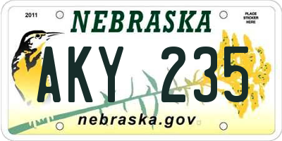 NE license plate AKY235
