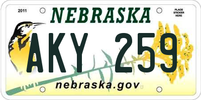 NE license plate AKY259