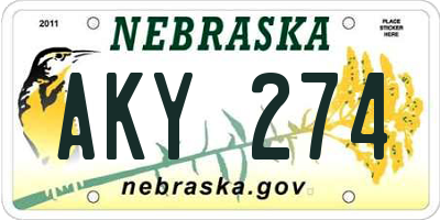NE license plate AKY274